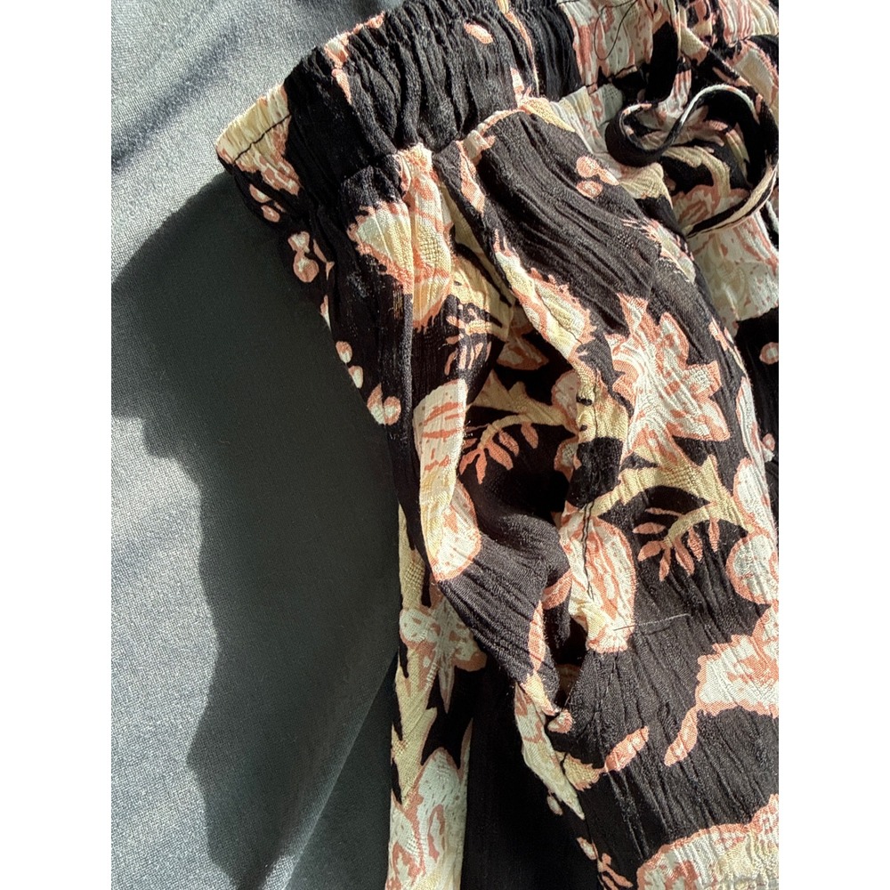 Rachel Zoe Black Floral Wide Leg Palazzo Pants Gauze Drawstring Medium NWT - Picture 3 of 6